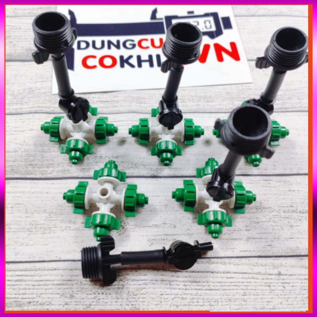 5 Béc phun sương 4 tia, có chống nhỏ giọt, kèm ren 21mm dùng tưới cây, tưới lan