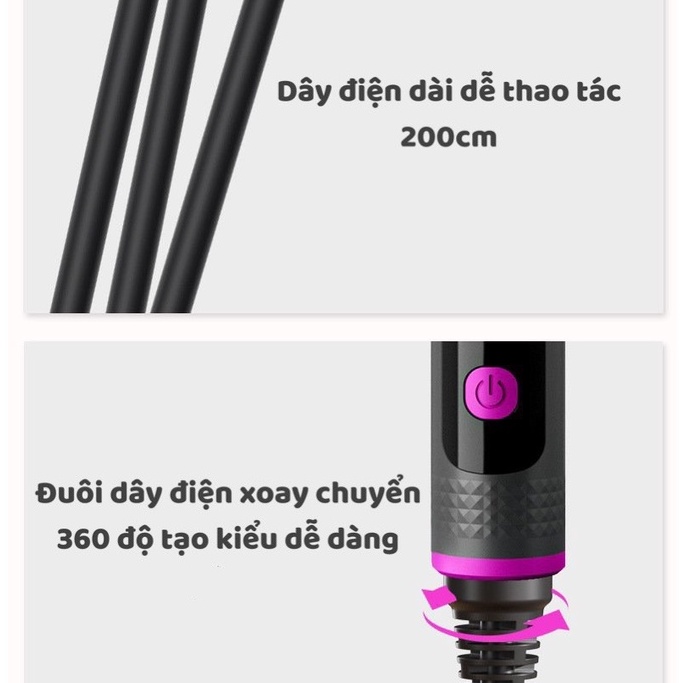 [Hàng có sẵn] Máy uốn tóc tự động với đèn LED hiển thị nhiệt độ lõi gốm bảo vệ chống phỏng màu Đen mới lạ
