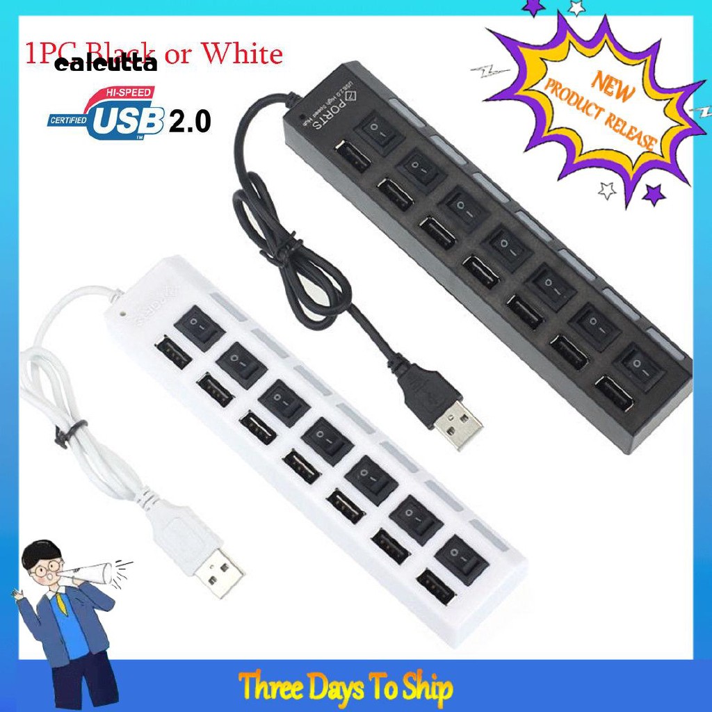 HUB 7/4 cổng USB 2.0 có công tắc bật/tắt tiện lợi cho PC/Laptop