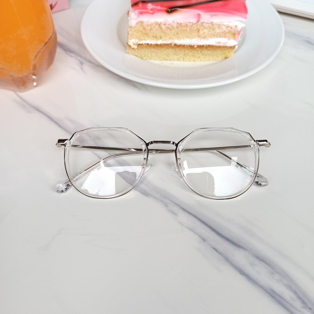 Gọng kính cận nam nữ mắt tròn đa giác Liup 8854 thiết kế độc đáo, cá tính, mắt phối nhựa và kim loại | BigBuy360 - bigbuy360.vn