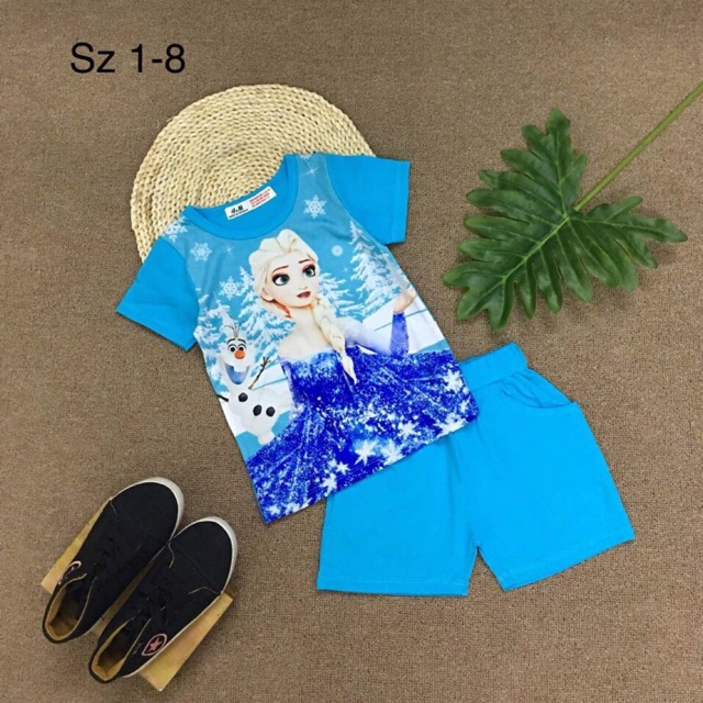 Set trang phục elsa | bộ bé gái elsa thun cotton mềm mát size 1-8 sale giá sốc