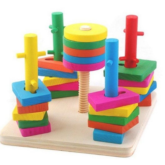 Đồ chơi luồn cọc thả hình 5 trụ cột khối gỗ zic zac cho bé - Đồ chơi gỗ thông minh cho bé yêu phát triển trí tuệ