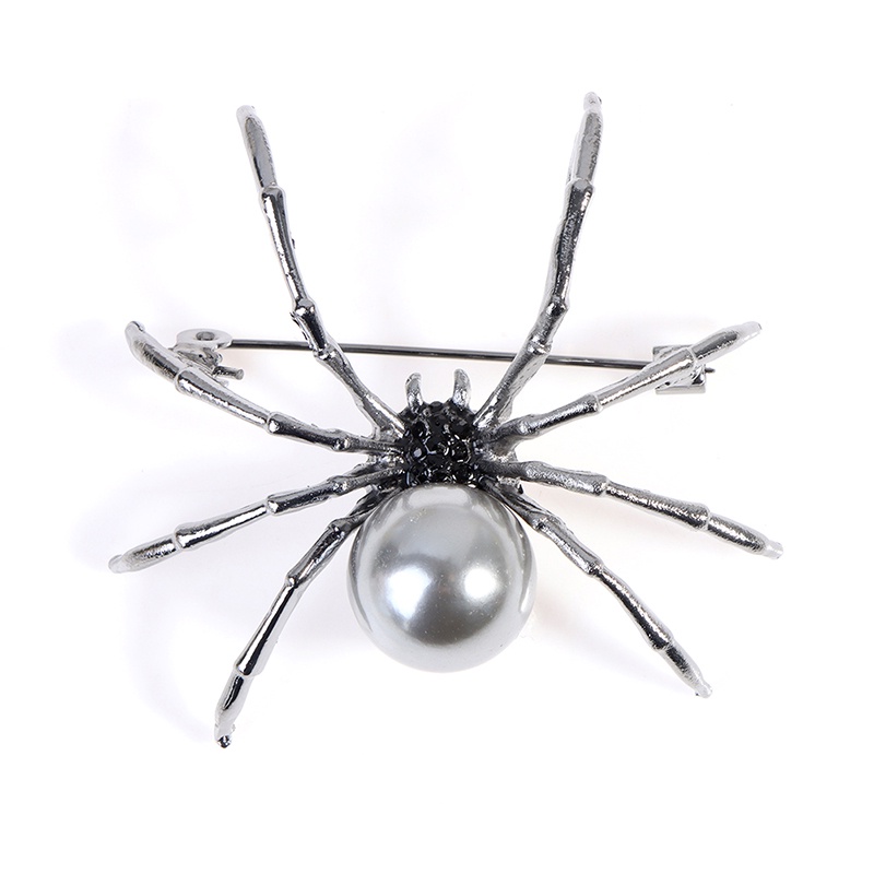 1 Huy Hiệu Cài Áo Hình Nhện Đính Ngọc Trai