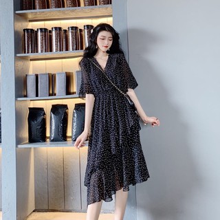 Đầm Chiffon Hoa Nhí Cổ V