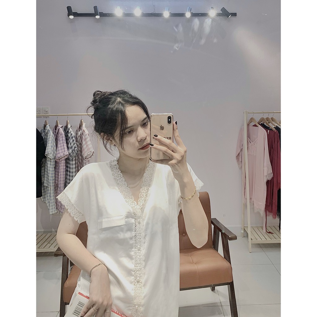 Bộ đồ ngủ đùi ren trơn - Quần áo mặc nhà nữ -Lụa Latin cao cấp - Hàn Quốc- Mềm mịn, thoáng mát, sang trọng- Dihen3129 | BigBuy360 - bigbuy360.vn