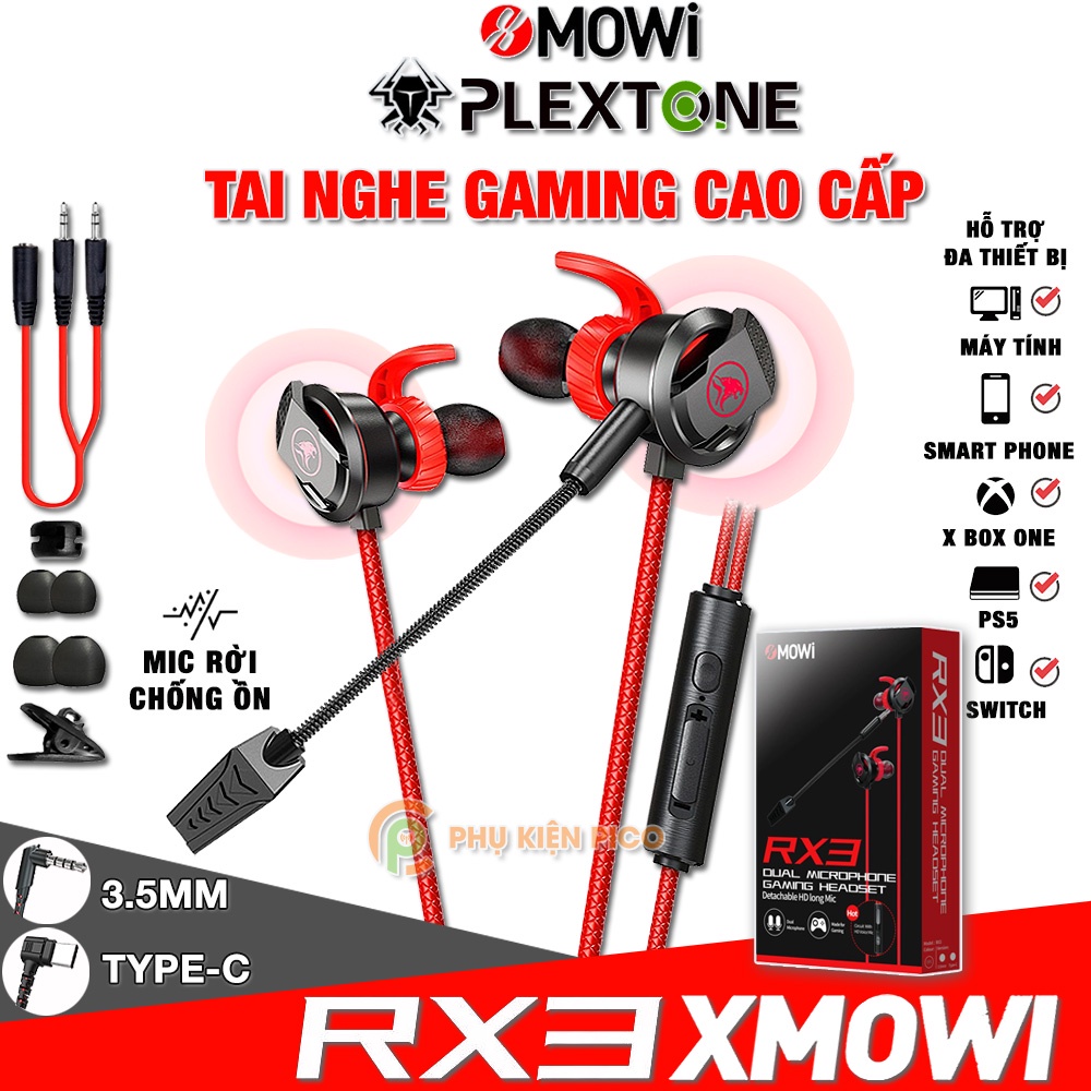Tai nghe gaming mic rời G5/ G20 Lite/ G10/ GM PRO 3.5mm Type C - Tai nghe Plextone có dây có mic G20/G30/G50 xMOWi RX3
