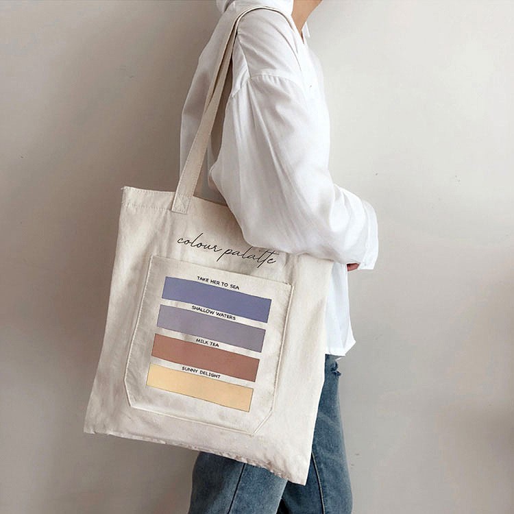 Túi Vải Colour Palatte Ô Ngang Ngăn Ngoài Korea Style