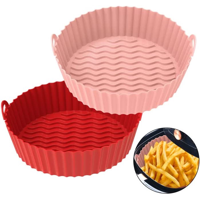 Bộ 2 Nồi Chiên Không Dầu Bằng Silicone Chịu Nhiệt Tái Sử Dụng Được 7.5inch