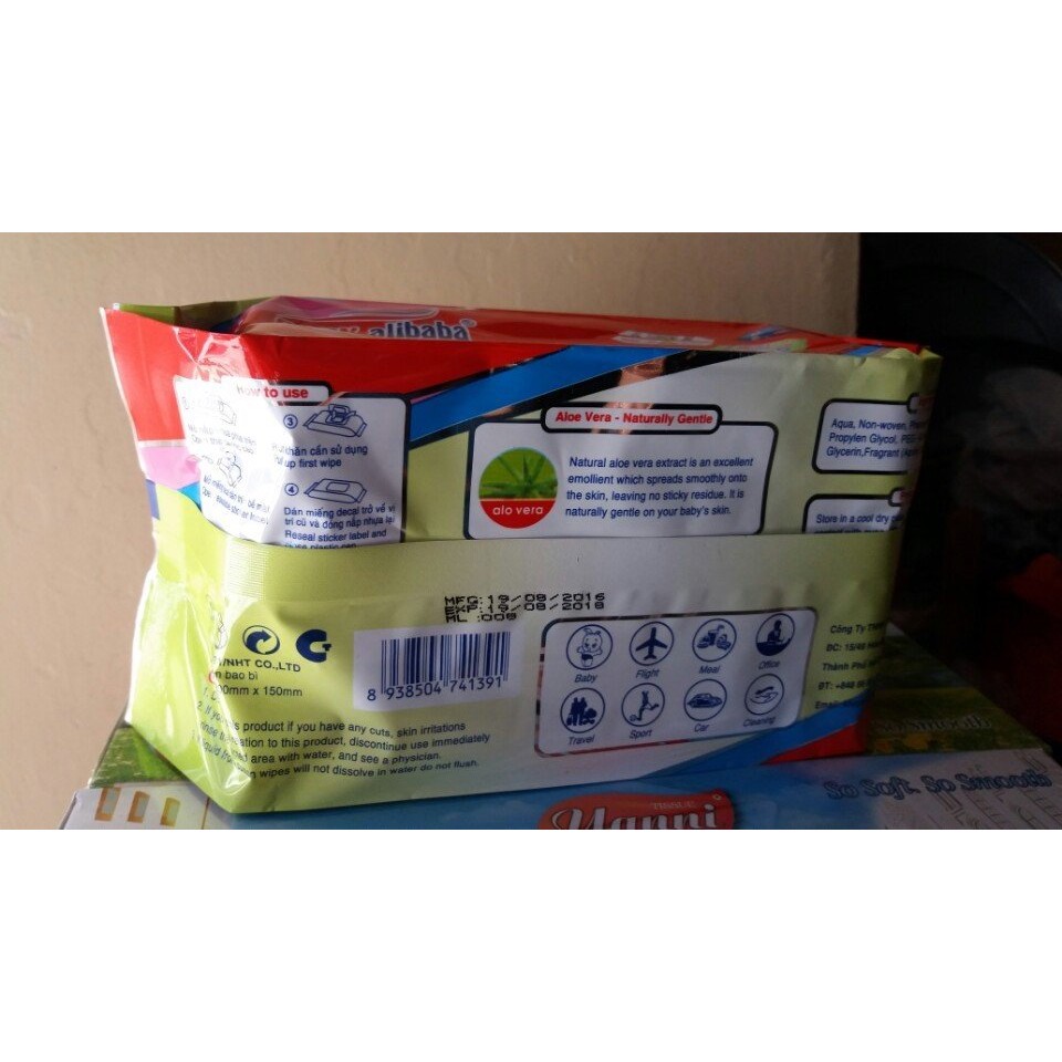 Compo 12 bịch khăn ướt Alibaba 125 tờ