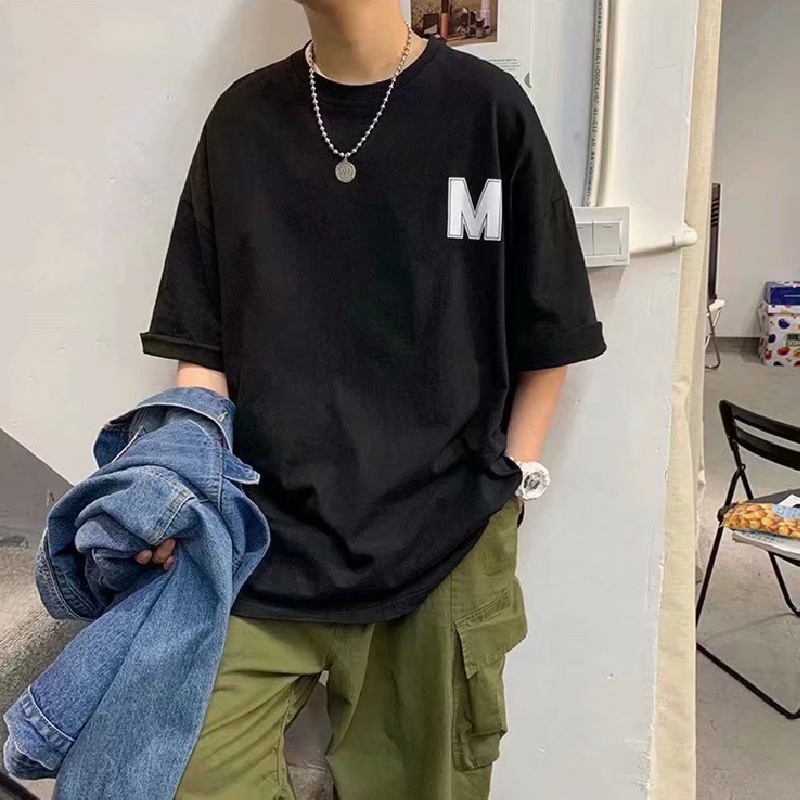 Áo Thun Tay Ngắn Dáng Rộng In Chữ Phong Cách Hip Hop Hồng Kông Thời Trang Mùa Hè Cá Tính Cho Nam