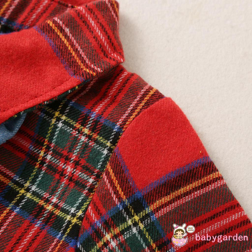 Áo liền quần tay dài họa tiết kẻ sọc caro cổ bẻ dành cho bé trai