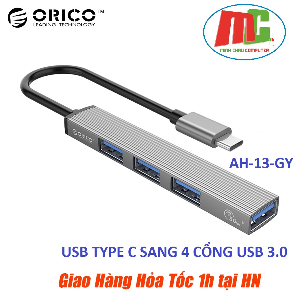 Bộ Chia USB Type C ra 4 cổng USB 3.0 Orico AH-13-GY