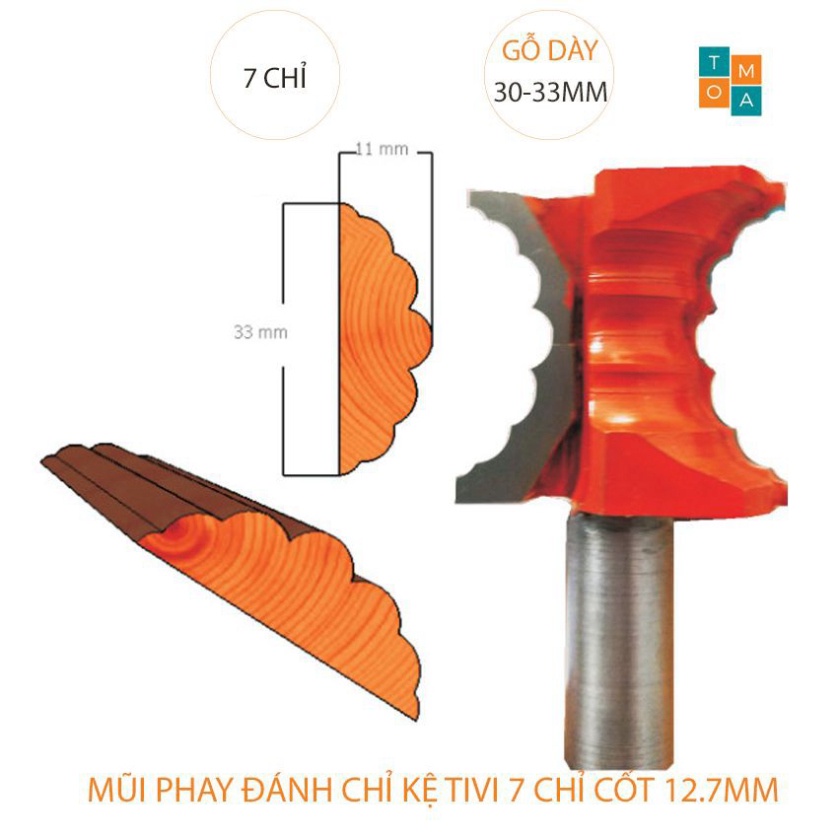 MŨI PHAY ĐÁNH CHỈ KỆ TIVI 7 CHỈ ĐÁNH GỖ DÀY 30-33MM CỐT 12.7MM - MŨI SOI CHỈ ĐŨA CỘT TỦ HÀNG VIỆT NAM CHẤT LƯỢNG CAO