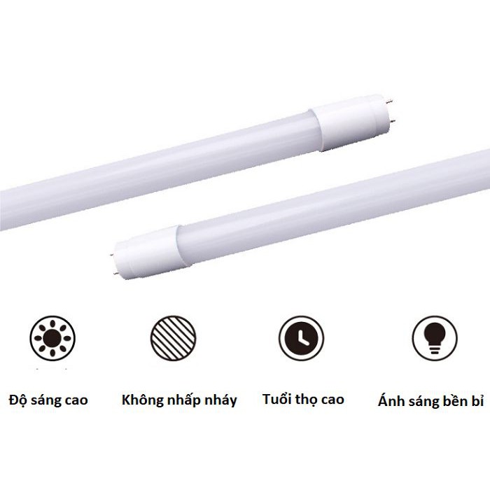 Bộ 10 Combo máng + bóng đèn tuýp Led T8 1m2 18w thủy tinh, đèn tuýp led siêu sáng