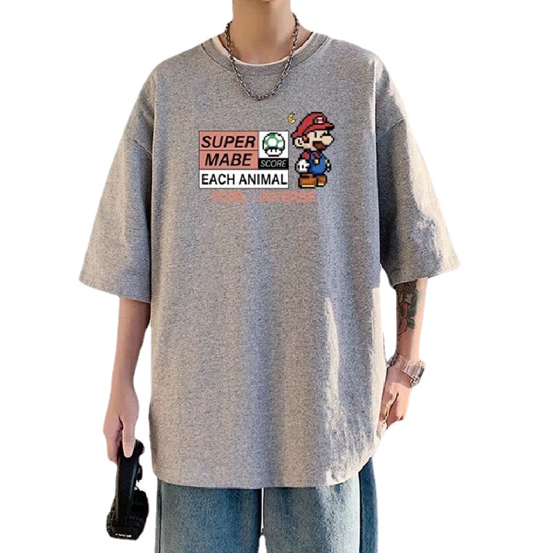 Áo Thun Dáng Rộng In Họa Tiết Hoạt Hình Phong Cách Hàn Quốc Thời Trang Mùa Hè Cho Nam Và Nữ Size M-8XL