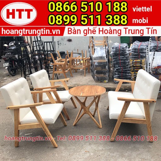 Bộ bàn ghế cafe giá rẻ - Sofa gỗ nệm chất lượng tại xưởng SX trực tiếp Hoàng Trung Tín