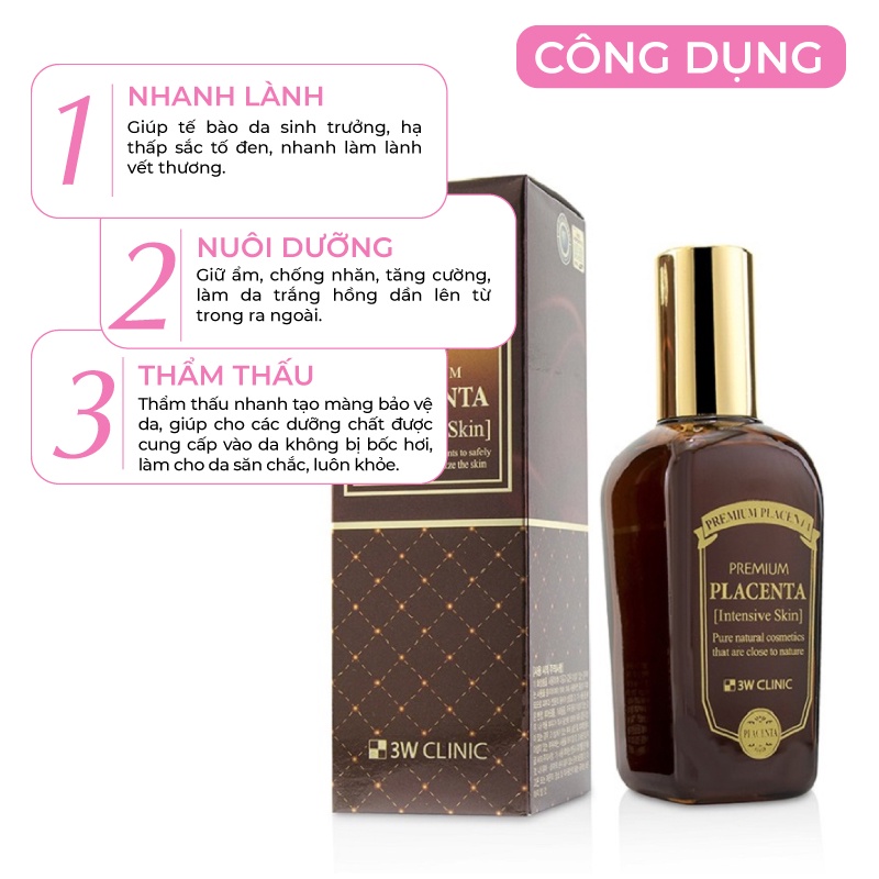 Serum trắng da dưỡng ẩm chống lão hóa trắng da tinh chất nhau thai cừu 3W Clinic Hàn Quốc 145ml