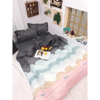 Ga trải giường chần bông sọc mây hồng cotton m62m