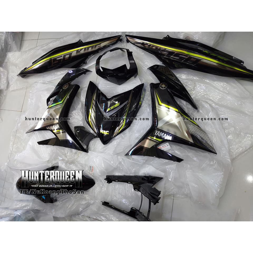 Tem Exciter 150, MX nhọn. Chỉ vàng, xe đen. Chất liệu crom. Chỉnh sửa theo yêu cầu. Sắc nét, bền màu, chống nước