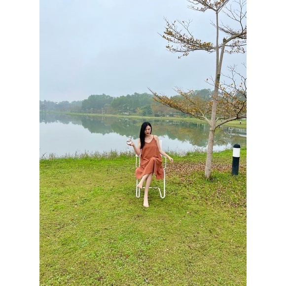 Váy bầu hai dây đũi lụa siêu mát hàng có size dây rút tiện lợi cho mẹ