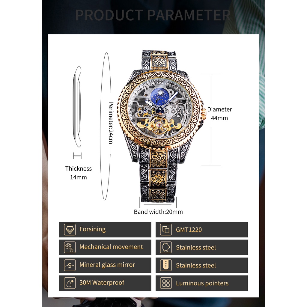 Đồng Hồ Cơ Tự Động Forsining Thời Trang Cho Nam