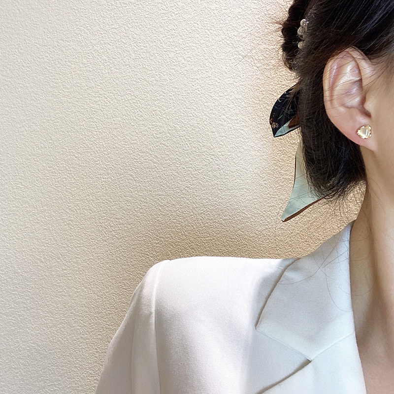 Khuyên Tai Đính Đá Opal Phong Cách Thời Trang Nhật Hàn Đơn Giản