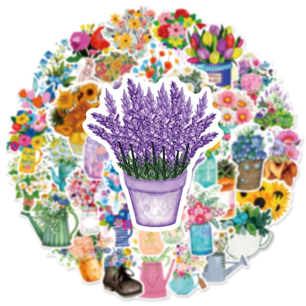 Bộ 50/25/10 Miếng Dán Hình Hoa Hồng Trang Trí Laptop Nón Bảo Hiểm