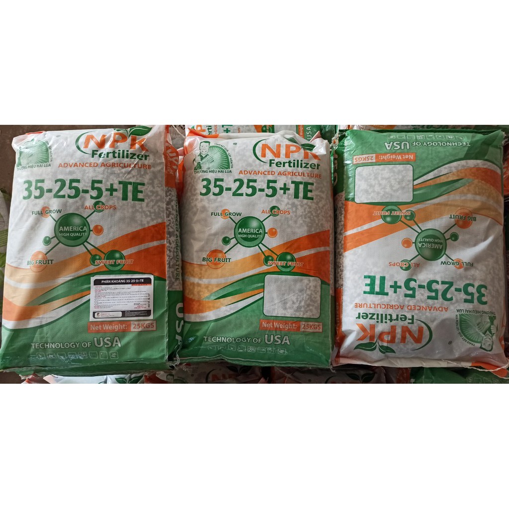 Phân bón NPK HỮU CƠ KHOÁNG 35.25.5 + TE - Túi Zip 1Kg