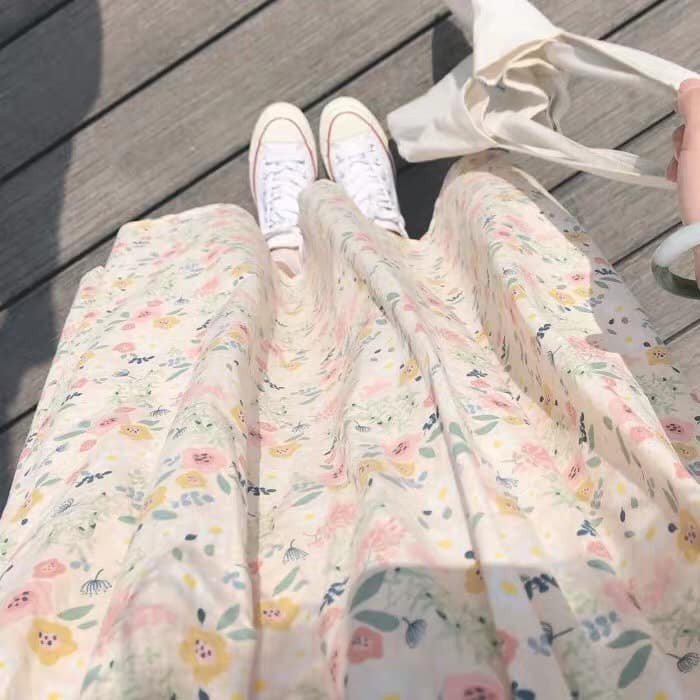 Đầm babydoll hoa nhí cổ vuông xếp li ngực ulzzang - váy hoa vintage siêu xinh Zuca Shop