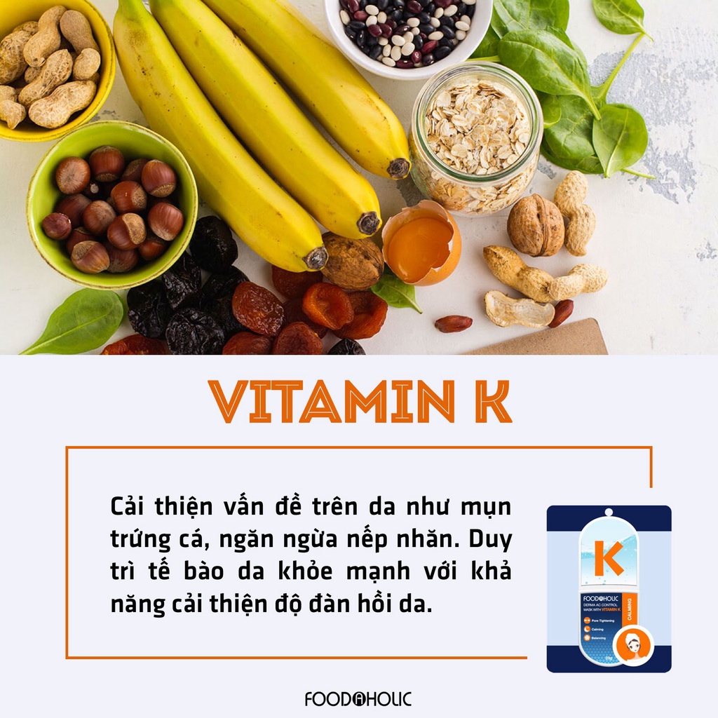 Mặt nạ tinh chất Vitamin K tái tạo da Foodaholic Derma AC Control Mask With Vitamin K 23g