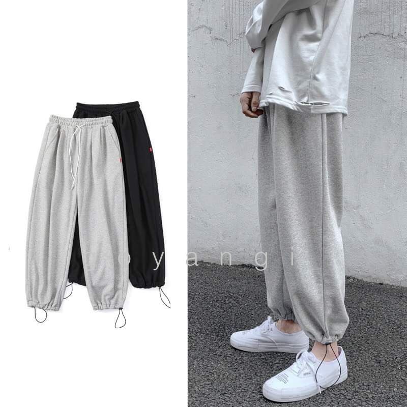 Quần ống rộng  nỉ dây rút gấu ulzzang  nam nữ  đều mặc được