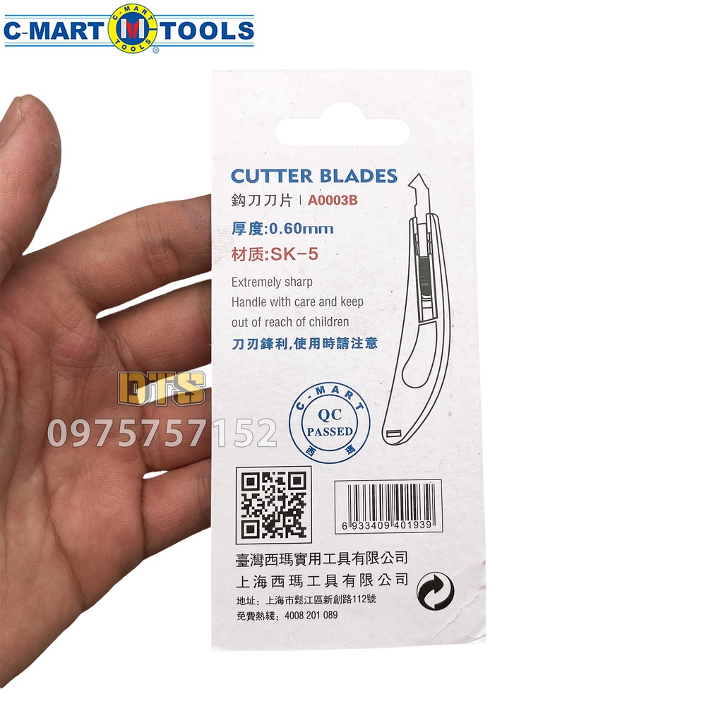 Hộp 5 lưỡi dao cắt mica đa năng C-Mart, lưỡi dao rọc nhựa, cắt mạch điện tử thép cao cấp SK5, rọc mica, Alu, phíp đồng