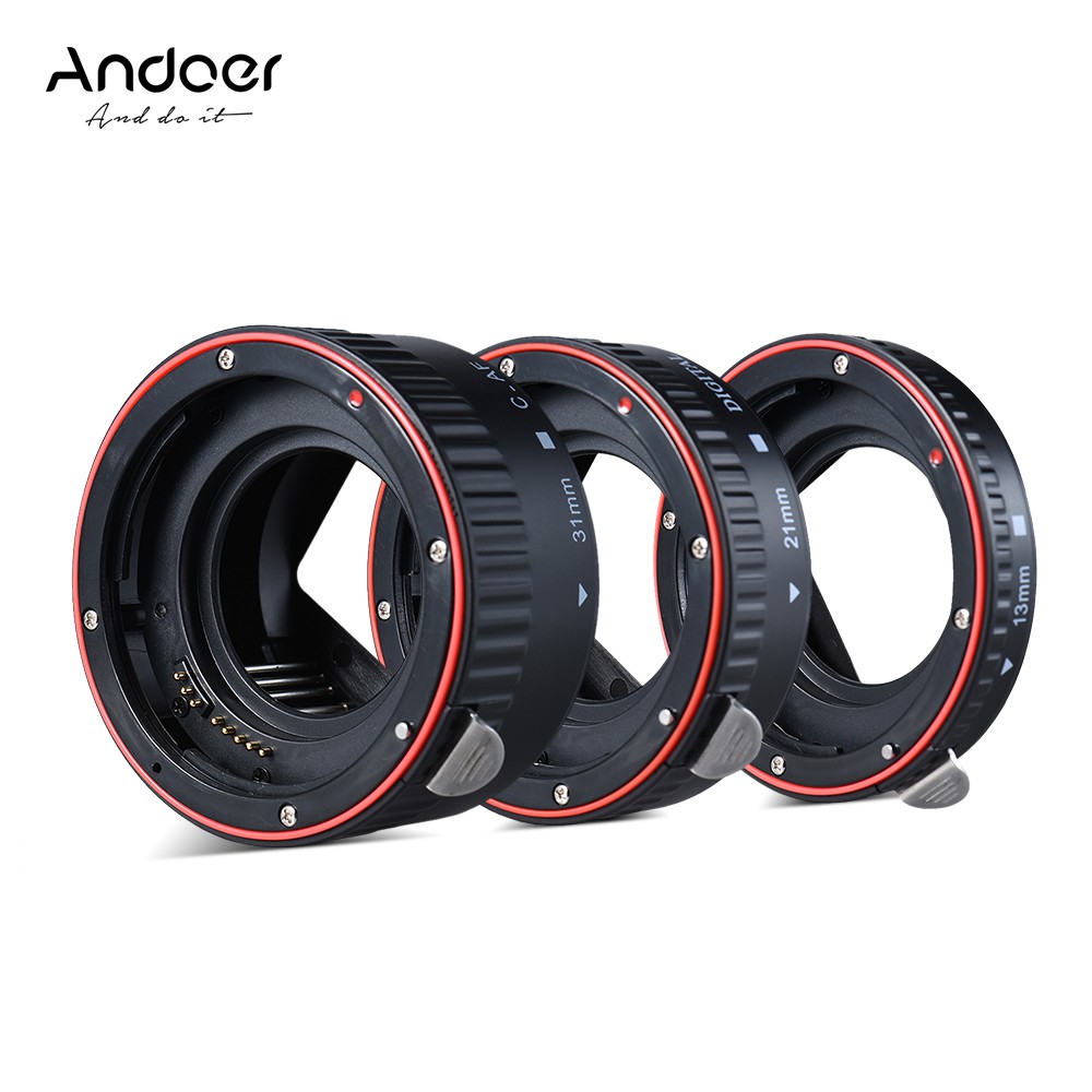 Ĩ Andoer Macro Extension Tube Set 3-Piece 13mm 21mm 31mm Auto Focus Extension Tube Rings for Camera Body and Lens of 35m