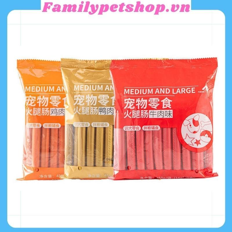 Combo 100 cây xúc xích cho chó mèo thú cưng thanh 15g-familypetshop.vn