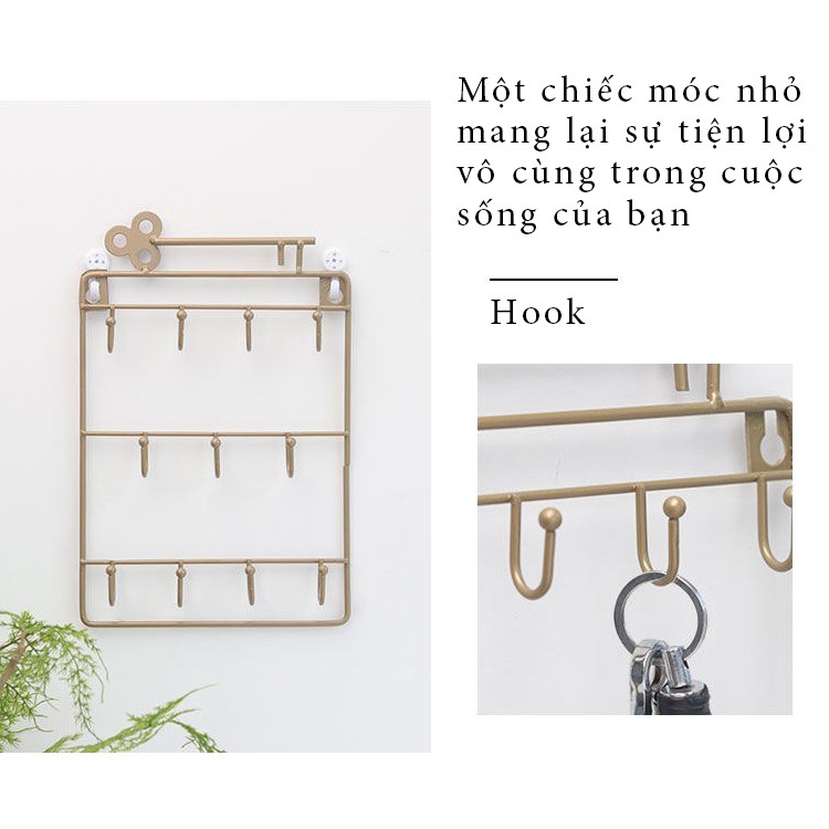 Kệ treo đồ trang trí hình chìa khóa bằng sắt phun sơn chống gỉ, kệ sắt treo đồ đa năng FAMAHA