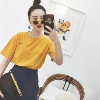 Áo Thun Nữ Tay Lỡ Unisex Màu Vàng Nghệ In Chữ Cheese DLX