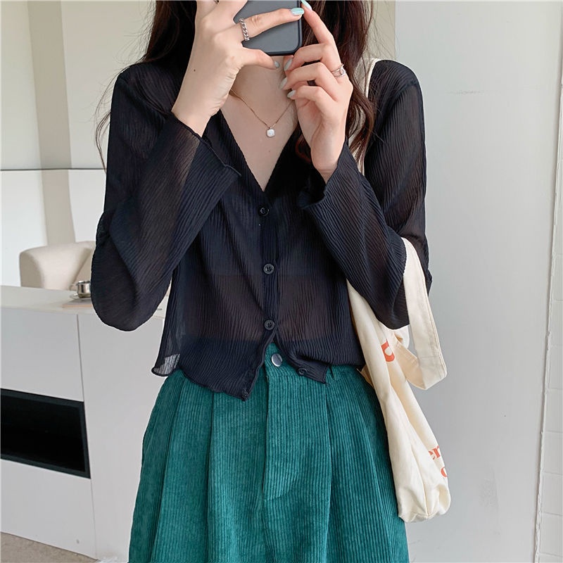 Áo Khoác cardigan chiffon Mỏng Tay Dài Chống Nắng Thời Trang Mùa Hè Cho Nữ
