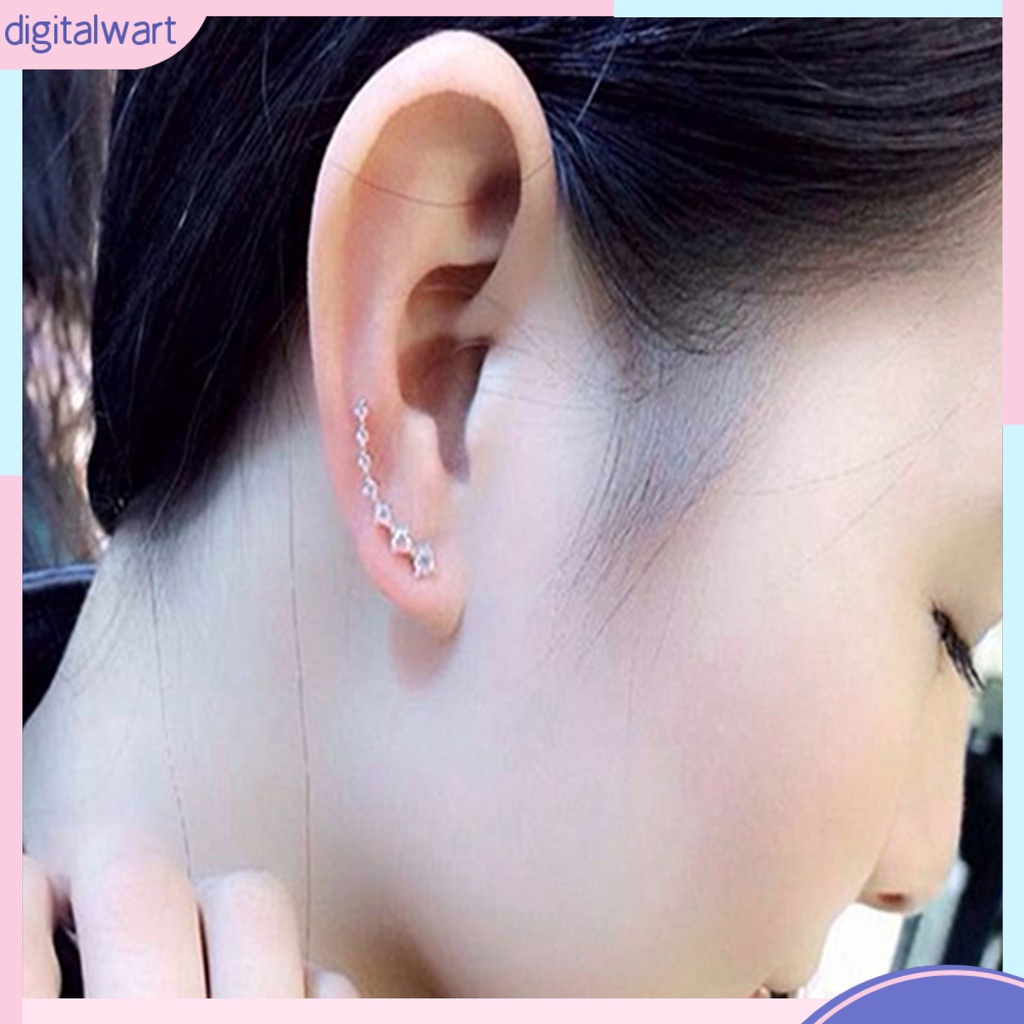 Cặp khuyên kẹp vành tai đính đá quý nhân tạo lấp lánh sang trọng cá tính dành cho nữ