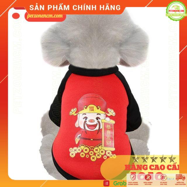 Áo tết hình thần tài cho chó mèoFREESHIP Thời trang chó mèo, màu đỏ mềm mại, thoải mái, chất thun dầy, mẫu áo mùa đông