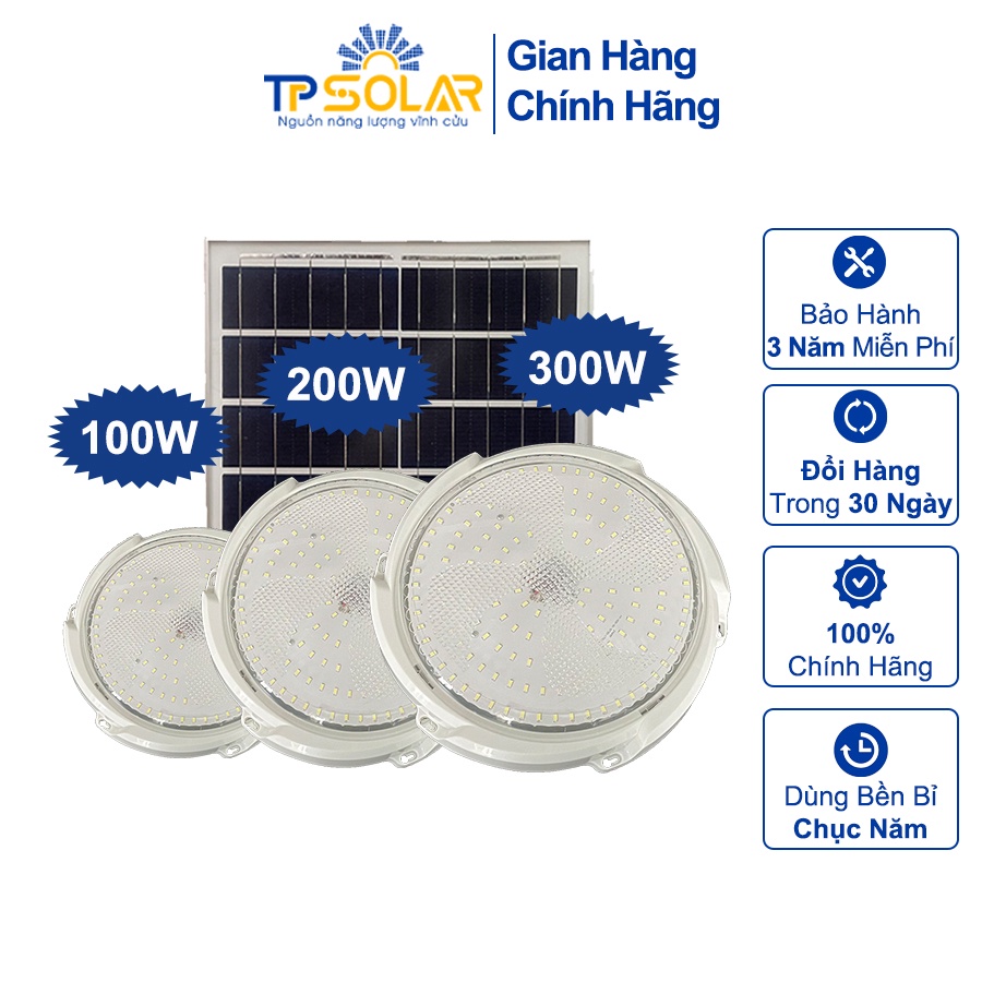 Đèn Áp Trần Năng Lượng Mặt Trời TPSolar TP-A100N TP-A200N TP-A300N 3 Công Suất 100W 200W 300W Cảm Biến Tự Động