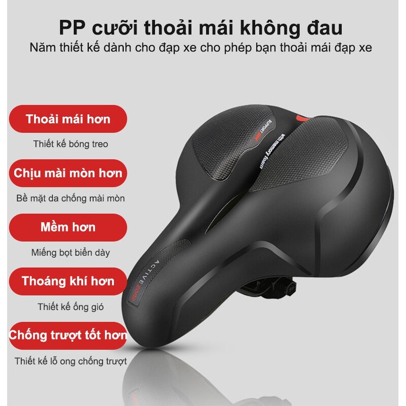 Yên xe đạp, yên xe đạp thể thao địa hình siêu êm thoáng khí có dải phản quang HB-1507 phụ kiện xe đạp cấp