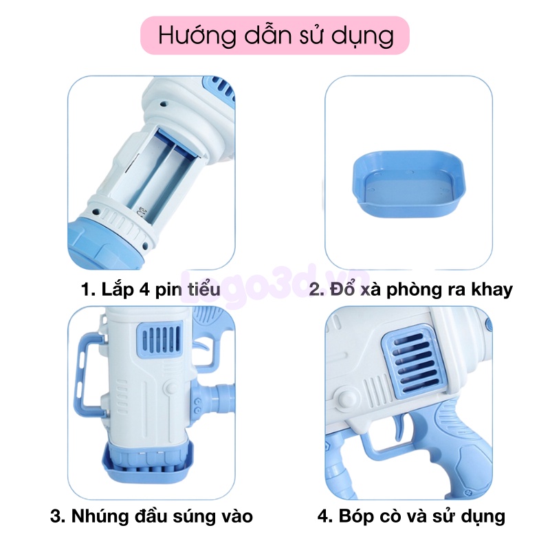 Gậy bong bóng phép thuật Có Led Âm Thanh Hapi Toys - Súng bắn bong bóng xà phòng 32 nòng KÈM PIN siêu mạnh LOẠI 1