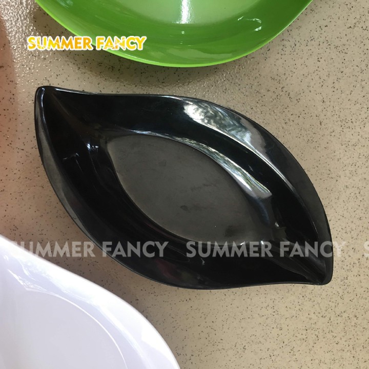 Dĩa lá xéo 25.8cm nhựa melamine phíp size đựng ốc đĩa phíp nhà hàng, gia đình - Leaf shaped dish F-DL02