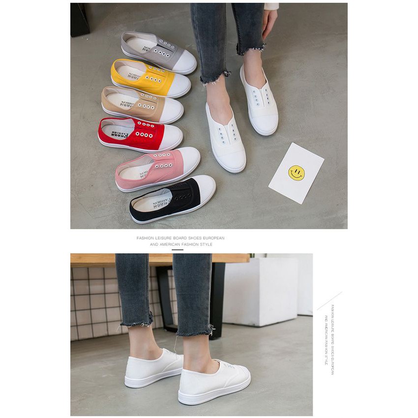 Giầy mọi lười thể thao (slip on) vải nữ Hàn Quốc cao cấp đẹp rẻ 313-1 GVNU01