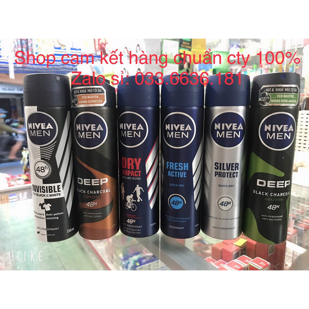 xịt khử mùi toàn thân nam NIVEA 150ML [ chuẩn hàng cty 100%]