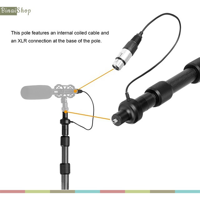 Gậy Boompole Carbon Fiber cho microphone phỏng vấn Boya BY-PB25