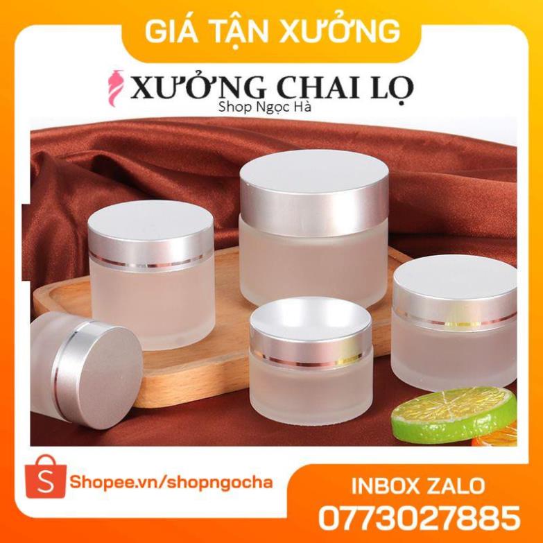 Hủ Đựng Kem ❤ GIÁ TỐT NHẤT ❤ Hủ Chiết Mỹ Phẩm Thủy Tinh Nắp Bạc 5g,10g,15g,20g,30g,50g, phụ kiện du lịch