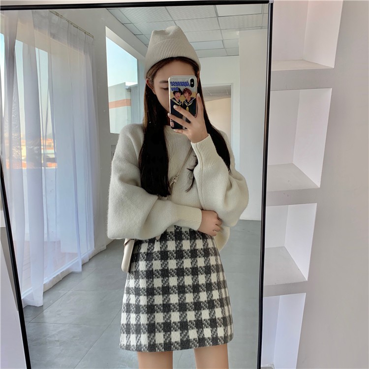 Chân váy len ngắn lưng cao họa tiết sọc caro thời trang xinh xắn dành cho nữ | BigBuy360 - bigbuy360.vn
