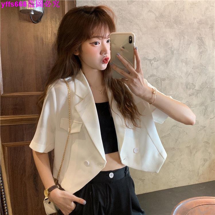 Áo Khoác Blazer Tay Ngắn Màu Trơn Phong Cách Hàn Quốc Cho Nữ