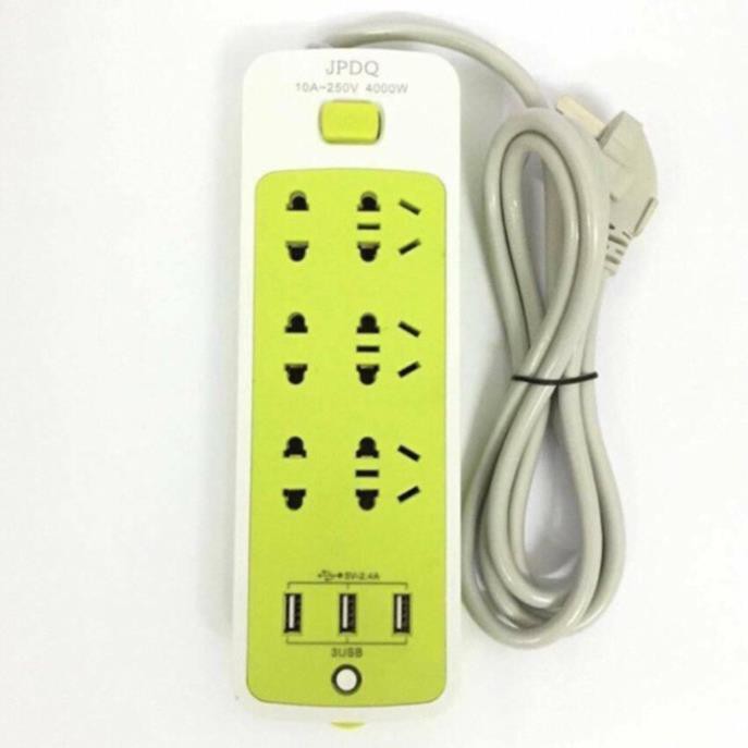 Ổ CẮM ĐIỆN 6 JACK CẮM VÀ 3 CỔNG USB KÈM 2,5M DÂY DẪN